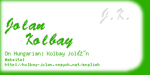 jolan kolbay business card